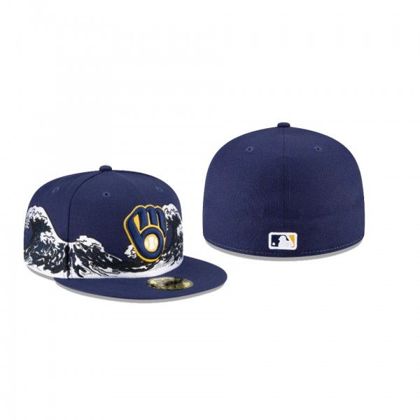 Men's Milwaukee Brewers New Era 100th Anniversary Blue Wave 59FIFTY Fitted Hat