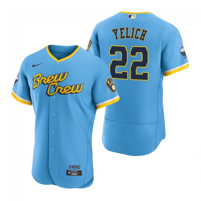 Men's Milwaukee Brewers Christian Yelich Powder Blue 2022 City Connect Authentic Jersey