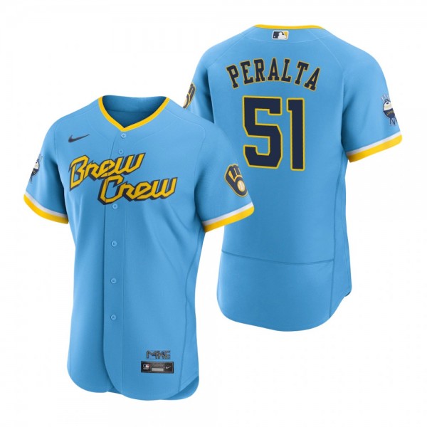 Men's Milwaukee Brewers Freddy Peralta Powder Blue 2022 City Connect Authentic Jersey
