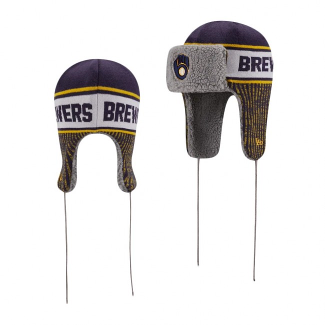 Milwaukee Brewers Knit Trapper Navy Hat
