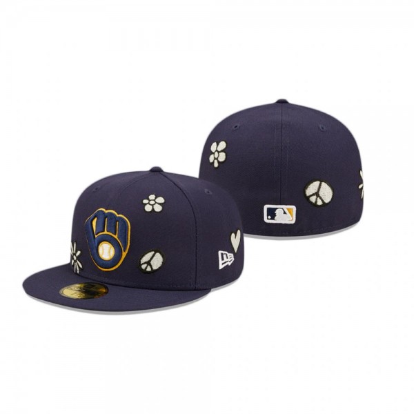 Milwaukee Brewers Navy UV Activated Sunlight Pop 59FIFTY Fitted Hat