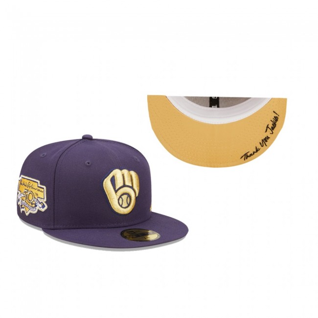 Milwaukee Brewers Purple Thank You Jackie 2.0 59FIFTY Fitted Hat