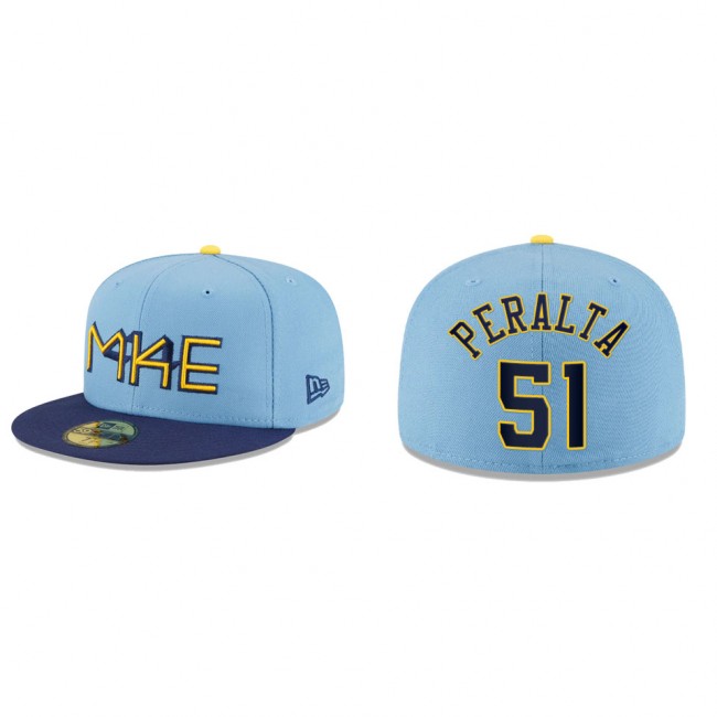 Freddy Peralta Brewers Powder Blue 2022 City Connect 59FIFTY Fitted Hat