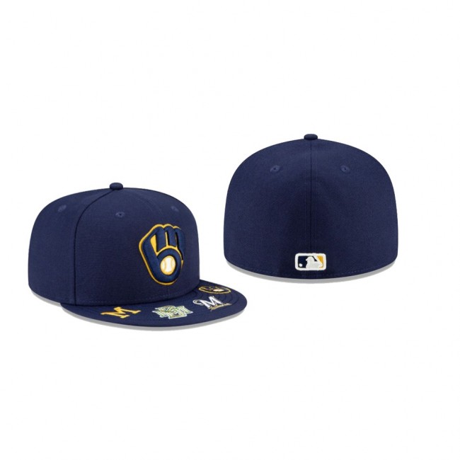 Men's Milwaukee Brewers Visor Hit Blue 59FIFTY Fitted Hat