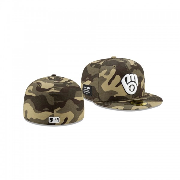 Men's Milwaukee Brewers 2021 Armed Forces Day Camo On-Field 59FIFTY Fitted Hat