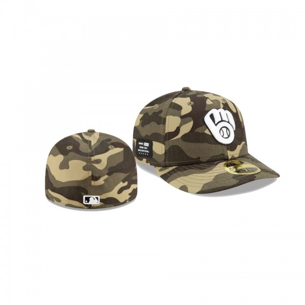 Men's Milwaukee Brewers 2021 Armed Forces Day Camo On-Field Low Profile 59FIFTY Fitted Hat