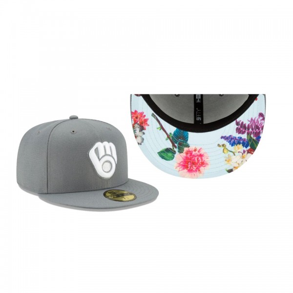 Men's Milwaukee Brewers Floral Undervisor Gray 59FIFTY Fitted Hat