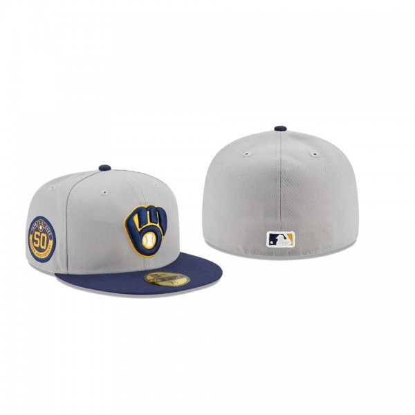 Men's Milwaukee Brewers Golden Anniversary Patch Gray 59FIFTY Fitted Hat