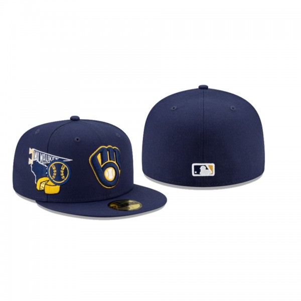 Men's Milwaukee Brewers City Patch Navy 59FIFTY Fitted Hat