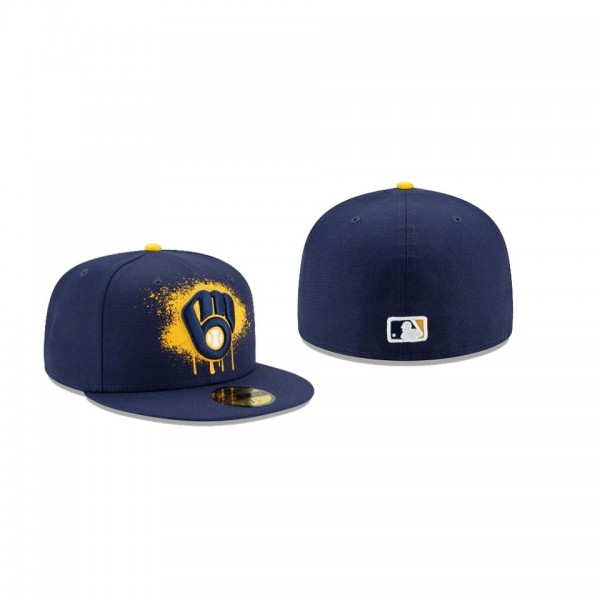 Men's Milwaukee Brewers Drip Front Navy 59FIFTY Fitted Hat