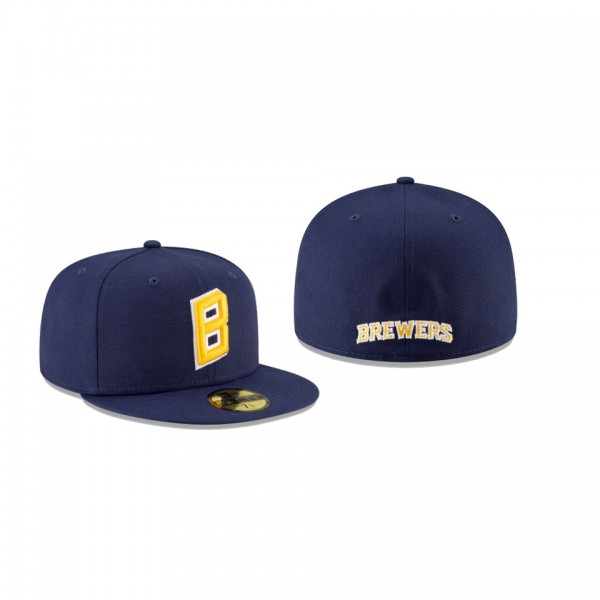 Men's Milwaukee Brewers Ligature Navy 59FIFTY Fitted Hat