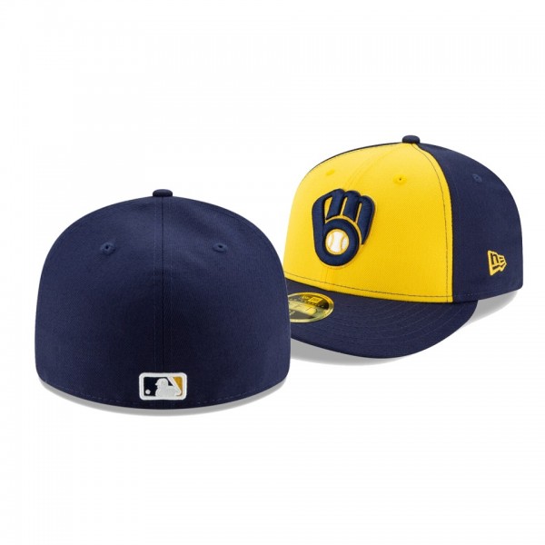 Men's Brewers Authentic Collection Navy Yellow 2020 Alternate On-Field Low Profile Fitted New Era Hat