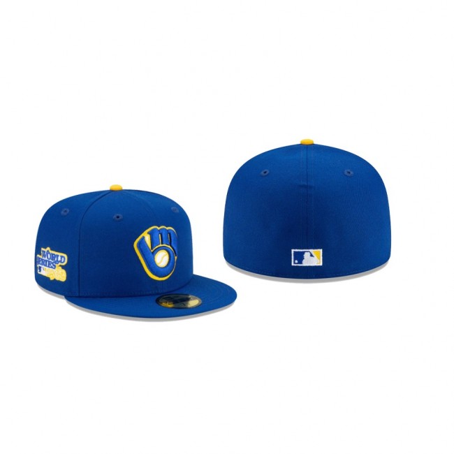 Men's Milwaukee Brewers Floral Under Visor Royal Authentic 1982 World Series 59FIFTY Fitted Hat