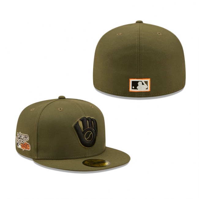 Brewers 1982 World Series Hunter Flame Undervisor Cap Olive