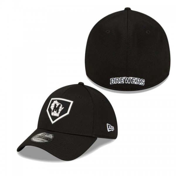 Milwaukee Brewers Black Clubhouse Alternate Logo 39THIRTY Flex Hat