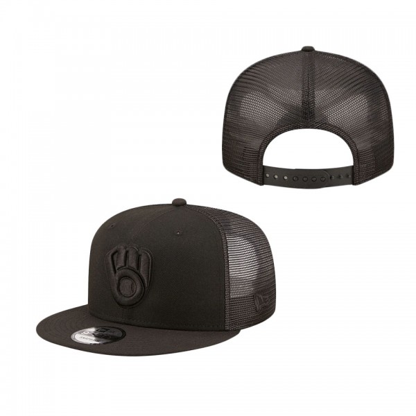 Men's Milwaukee Brewers New Era Blackout Trucker 9FIFTY Snapback Hat