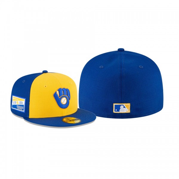 Men's Milwaukee Brewers Centennial Collection Gold Royal Cooperstown 59FIFTY Fitted Hat