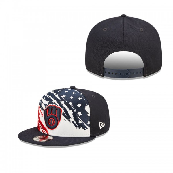 Milwaukee Brewers Navy 2022 4th Of July Stars Stripes 9FIFTY Snapback Adjustable Hat