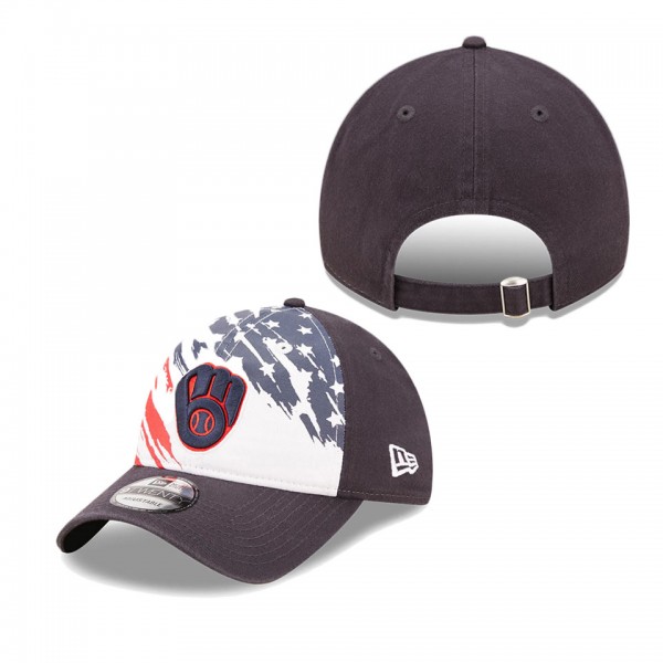 Milwaukee Brewers Navy 2022 4th Of July Stars Stripes 9TWENTY Adjustable Hat