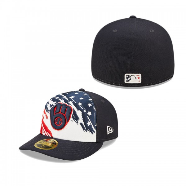 Milwaukee Brewers Navy 2022 4th Of July Stars Stripes Low Profile 59FIFTY Fitted Hat