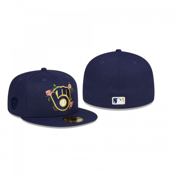 Men's Milwaukee Brewers Bloom Navy 59FIFTY Fitted Hat