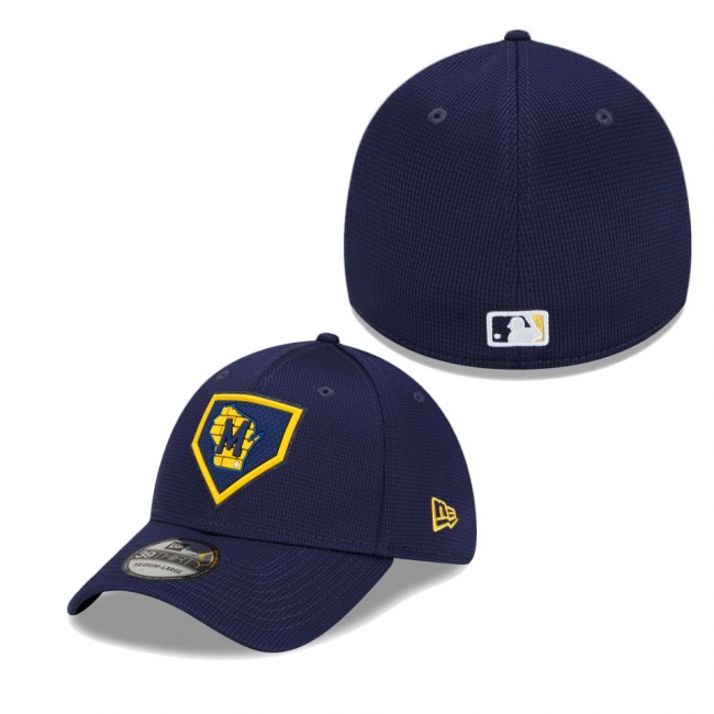 Milwaukee Brewers Navy Clubhouse 39THIRTY Flex Hat