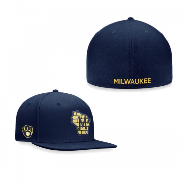 Men's Milwaukee Brewers Navy Iconic Team Patch Fitted Hat