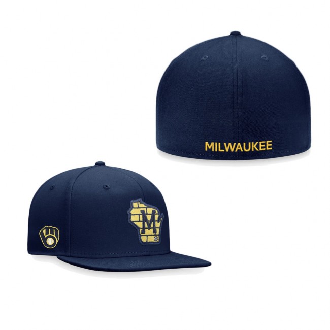 Men's Milwaukee Brewers Navy Iconic Team Patch Fitted Hat