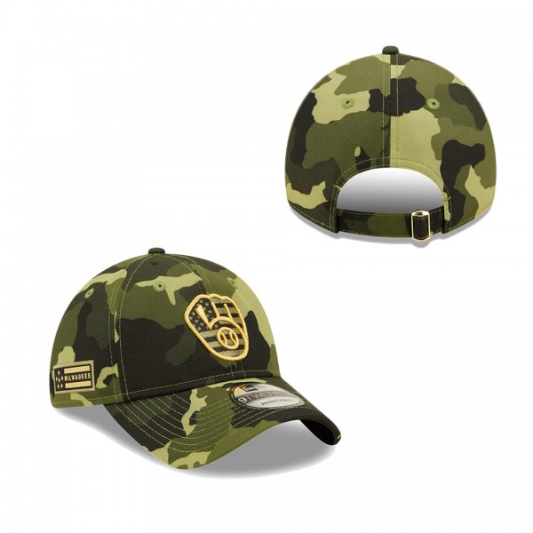 Men's Milwaukee Brewers New Era Camo 2022 Armed Forces Day 9TWENTY Adjustable Hat