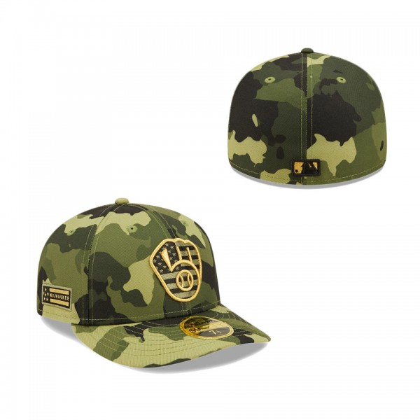 Men's Milwaukee Brewers New Era Camo 2022 Armed Forces Day On-Field Low Profile 59FIFTY Hat