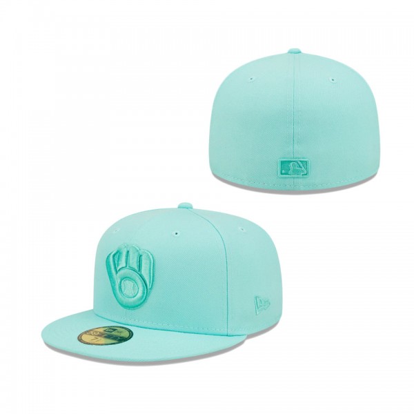 Milwaukee Brewers New Era Icon Color Pack 59FIFTY Fitted Hat Turquoise