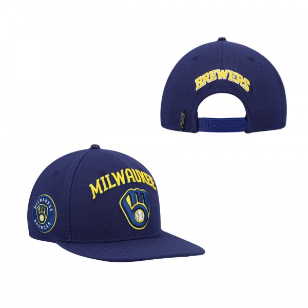 Men's Milwaukee Brewers Pro Standard Navy Stacked Logo Snapback Hat
