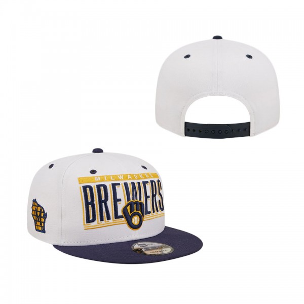 Milwaukee Brewers New Era Retro Title 9FIFTY Snapback Hat White Navy