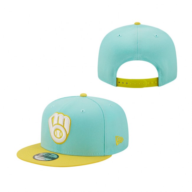Milwaukee Brewers New Era Spring Two-Tone 9FIFTY Snapback Hat Turquoise Yellow