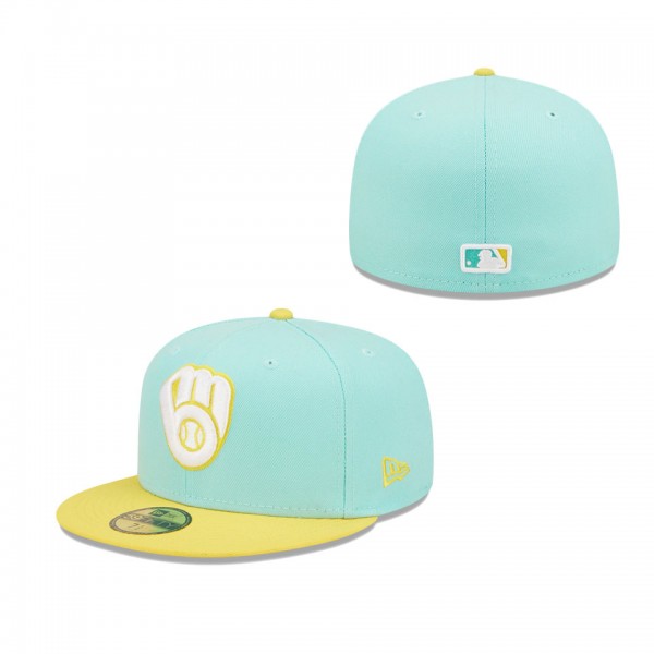 Men's Milwaukee Brewers New Era Turquoise Yellow Spring Color Pack Two-Tone 59FIFTY Fitted Hat