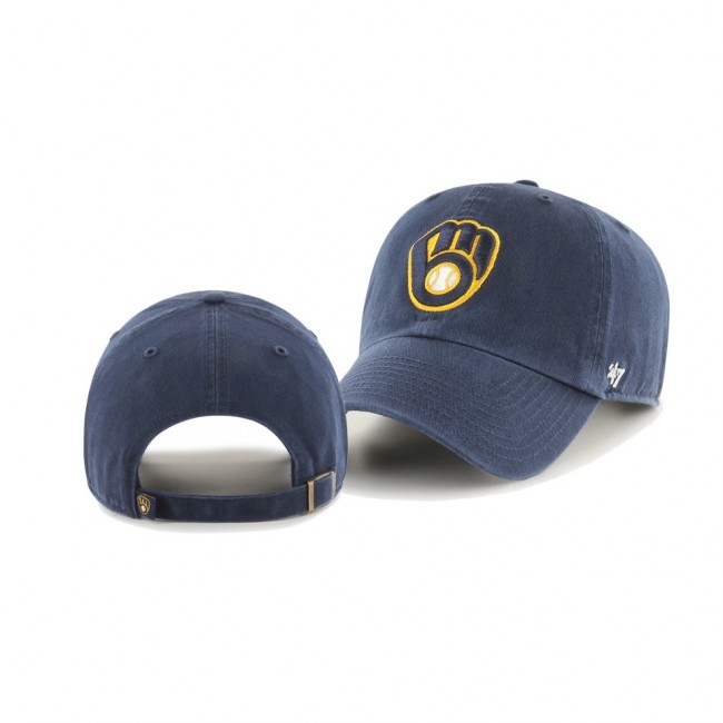 Youth Milwaukee Brewers Team Logo Navy Clean Up Adjustable Hat