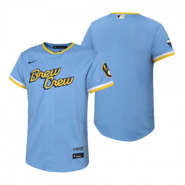 Youth Milwaukee Brewers Nike Powder Blue 2022 City Connect Replica Team Jersey