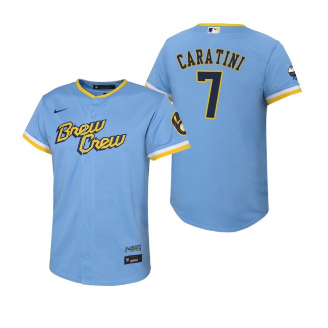 Youth Milwaukee Brewers Victor Caratini Nike Powder Blue 2022 City Connect Replica Jersey