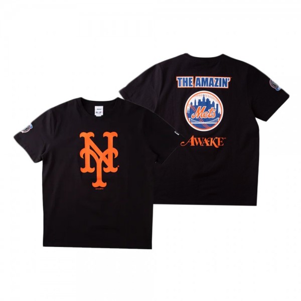 Men's New York Mets Black T-Shirt MLB Awake Subway Series