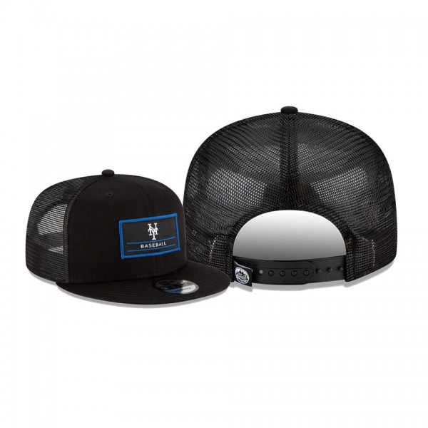 Men's New York Mets Deck Trucker Black 9FIFTY Snapback Hat