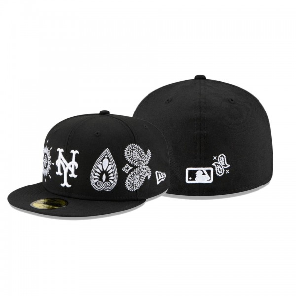 New York Mets Paisley Elements Black 59FIFTY Fitted Hat