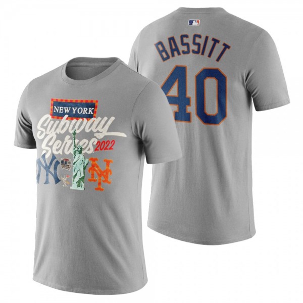 New York Mets Chris Bassitt Gray 2022 Subway Series CITI Field T-Shirt