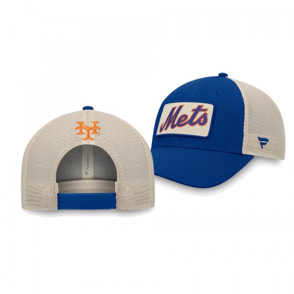 Men's Mets Natural True Royal Classic Trucker Snapback Hat