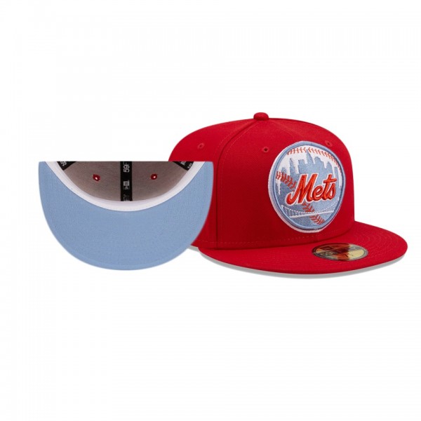 New York Mets 2000 MLB World Series Scarlet Blue Undervisor 59FIFTY Hat