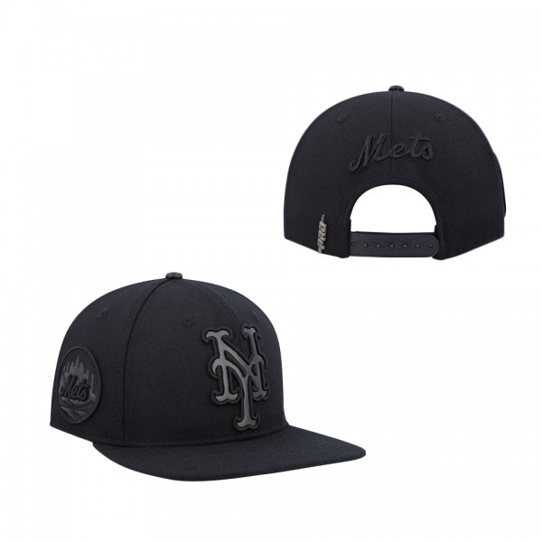 Men's New York Mets Pro Standard Black Triple Black Wool Snapback Hat