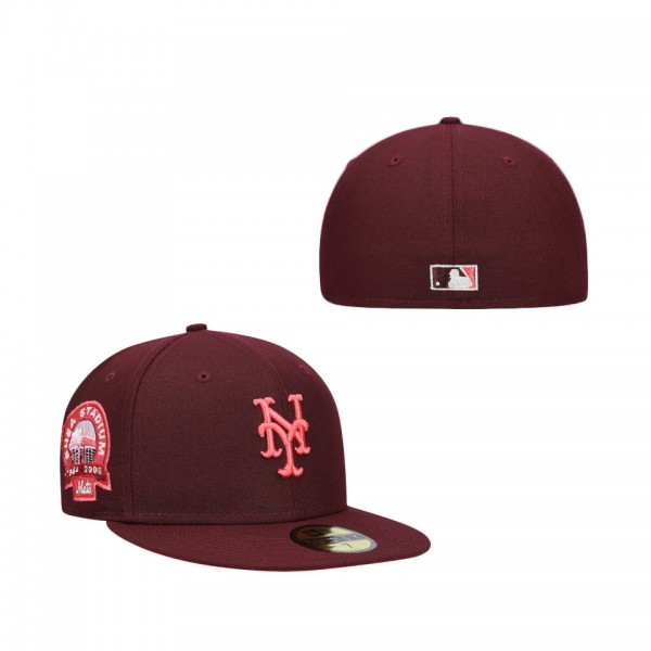 New York Mets New Era Color Fam Lava Red Undervisor 59FIFTY Fitted Hat Maroon