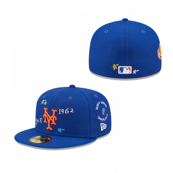 New York Mets MLB Scribble Blue 59FIFTY Fitted Cap