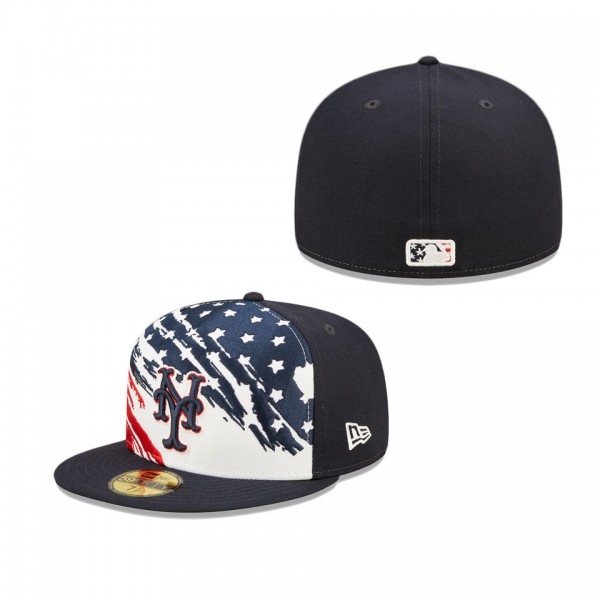 New York Mets Navy 2022 4th Of July Stars Stripes On-Field 59FIFTY Fitted Hat
