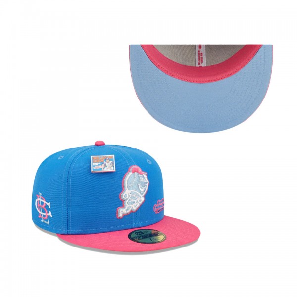 Men's New York Mets New Era Blue Pink MLB X Big League Chew Curveball Cotton Candy Flavor Pack 59FIFTY Fitted Hat