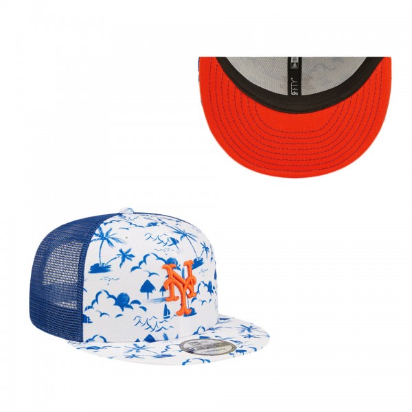 New York Mets White Royal Vacay Trucker 9FIFTY Snapback Hat